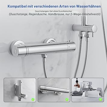 MORADO Rain shower without shower fitting shower set with rain shower shower system without shower fitting round rain shower head and hand shower 95 cm height chrome