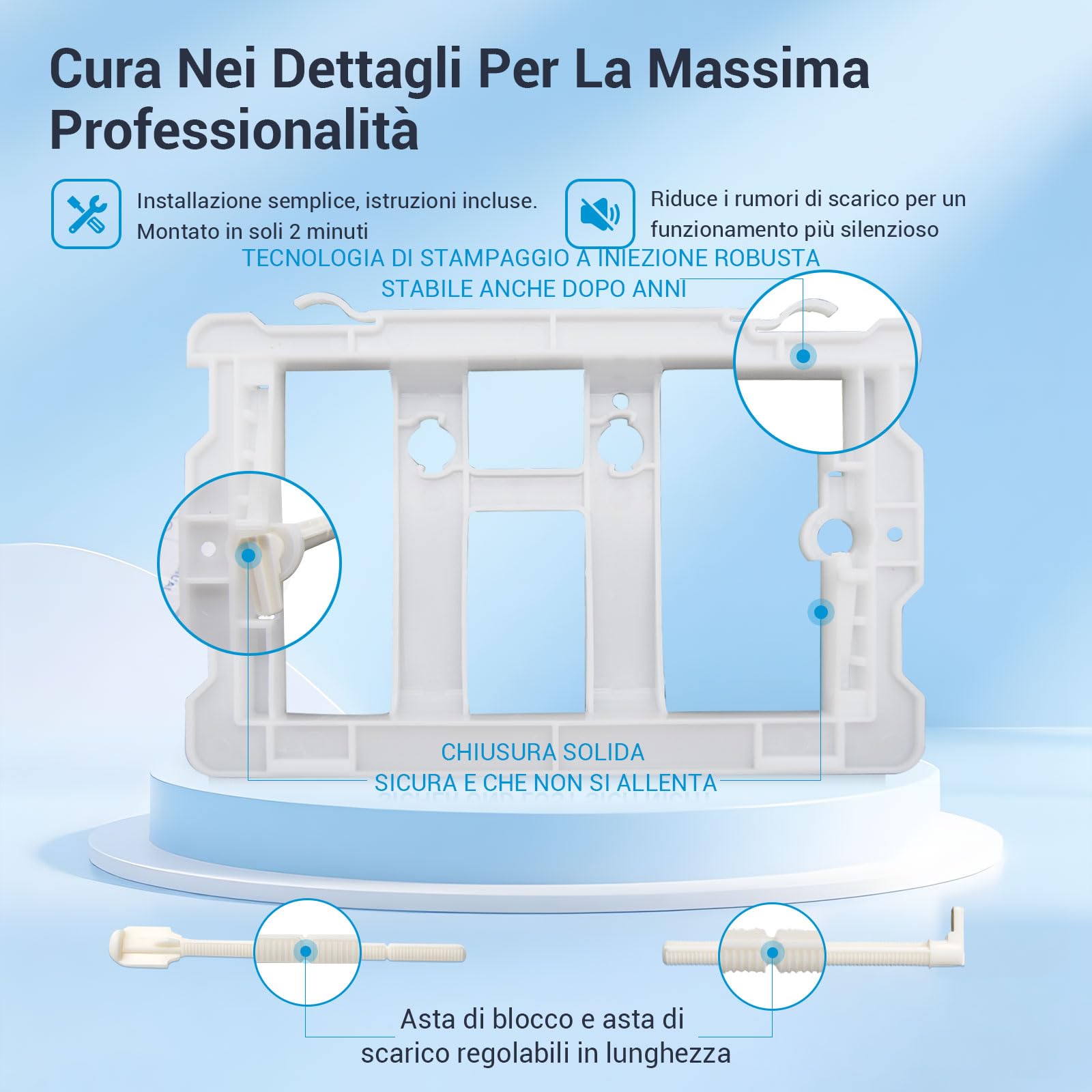 Mendorio Placca di Comando WC, Compatibile con Geberit Sigma, UP300 e UP320, Piastra Doppio Scarico, Dimensioni 243×163 mm, Completa di Set di Leve di Scarico e Telaio di Montaggio(Argento).