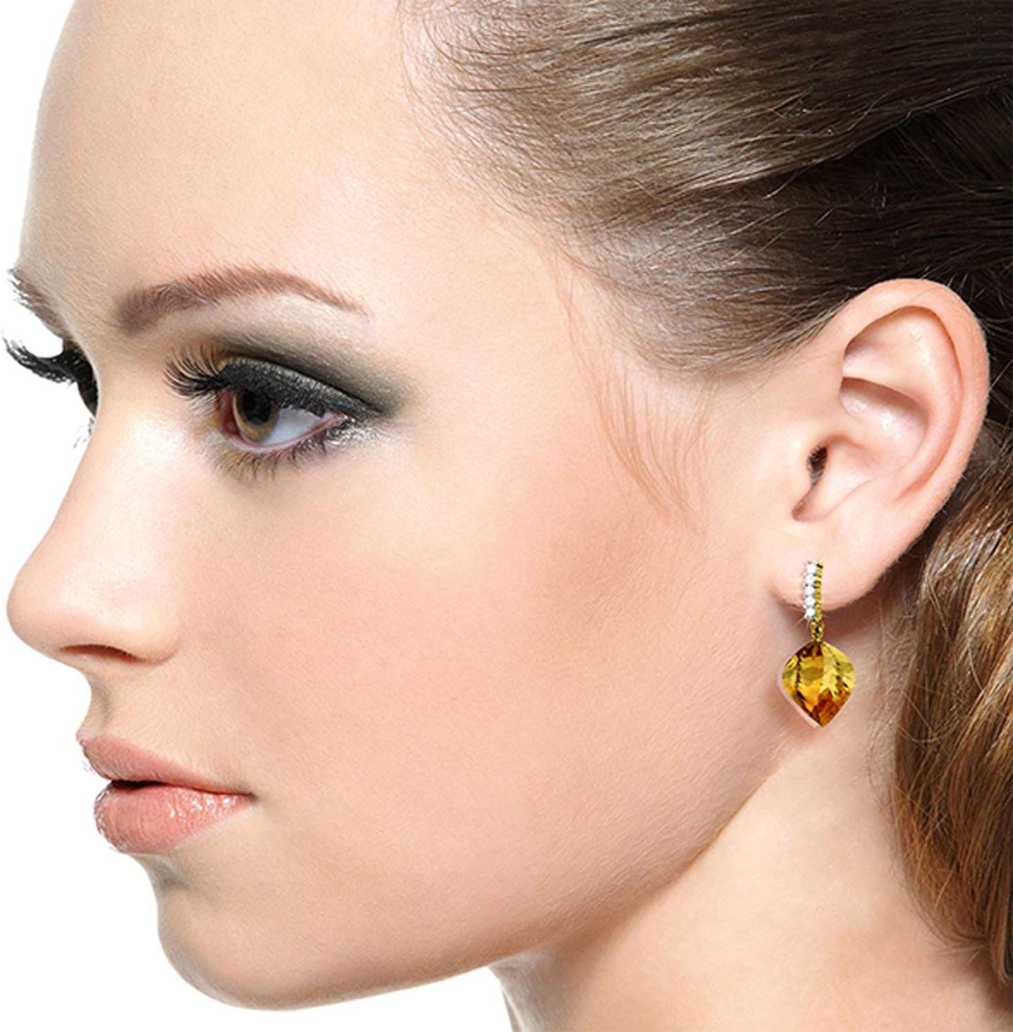 Galaxy Gold GG 14k Solid Gold Chandeliers Earrings with Diamonds and Briolette Twisted Citrines - Image 4
