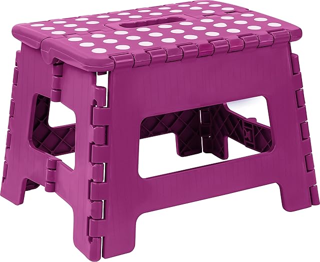 Utopia Home Foldable Kids Step Stool - Lightweight Plastic Folding Step Stool - 11 Inches Wide and 8 Inches Tall - Holds Up to 300 lbs (Purple, 1)