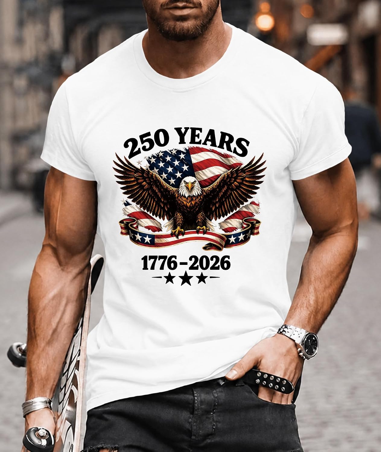 KESIHAN 250th Anniversary USA 1776-2026 Patriotic Eagle T Shirt image 3