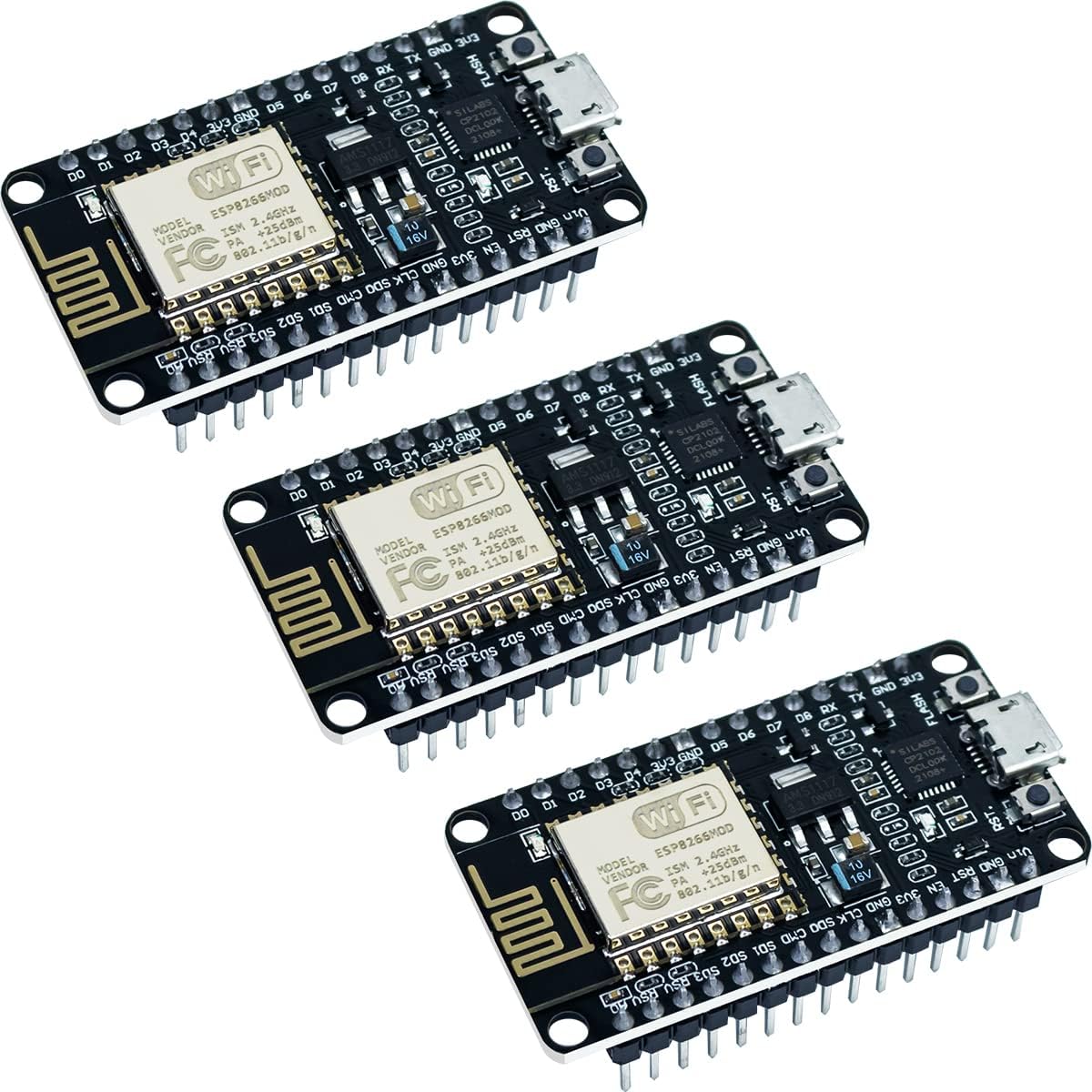 Amazon.com: HiLetgo 3pcs ESP8266 NodeMCU CP2102 ESP-12E Development ...