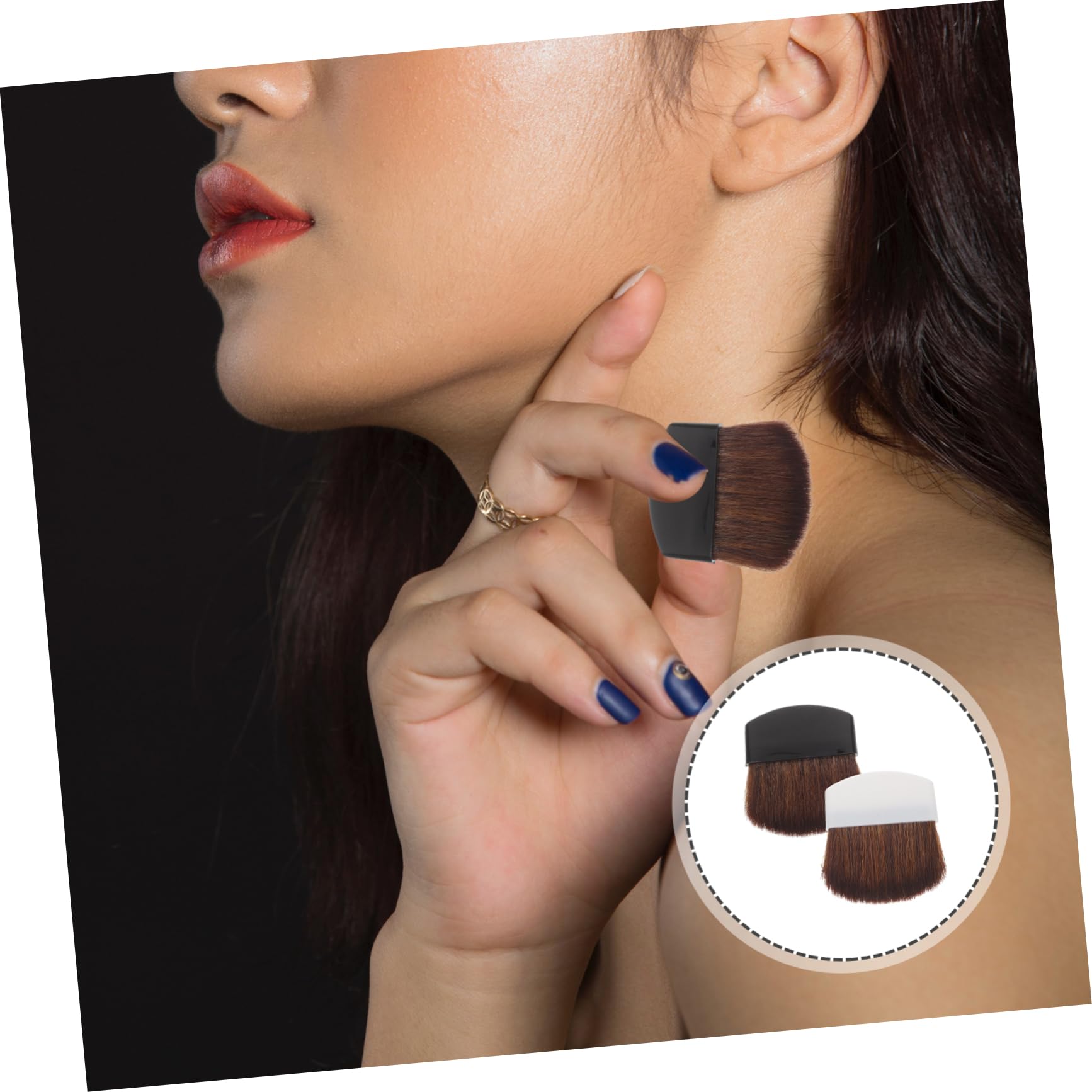 Brocha de Maquillaje Portátil para Rubor, Base, 2 Piezas