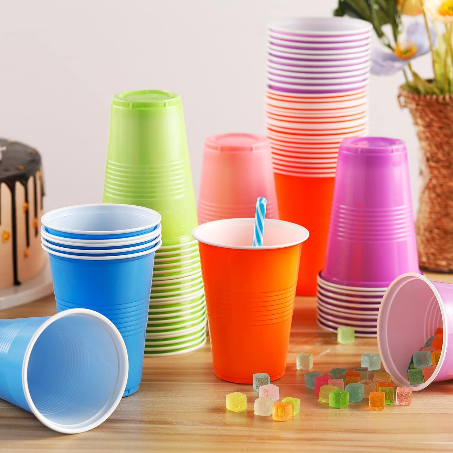 100 Pcs Colored Plastic Cups 16 oz Disposable Cups Bulk Assorted Drinking Cups Multicolor Cups for Everyday Use Birthday Party Celebration, 5 Colors, Easy Grip - Image 6