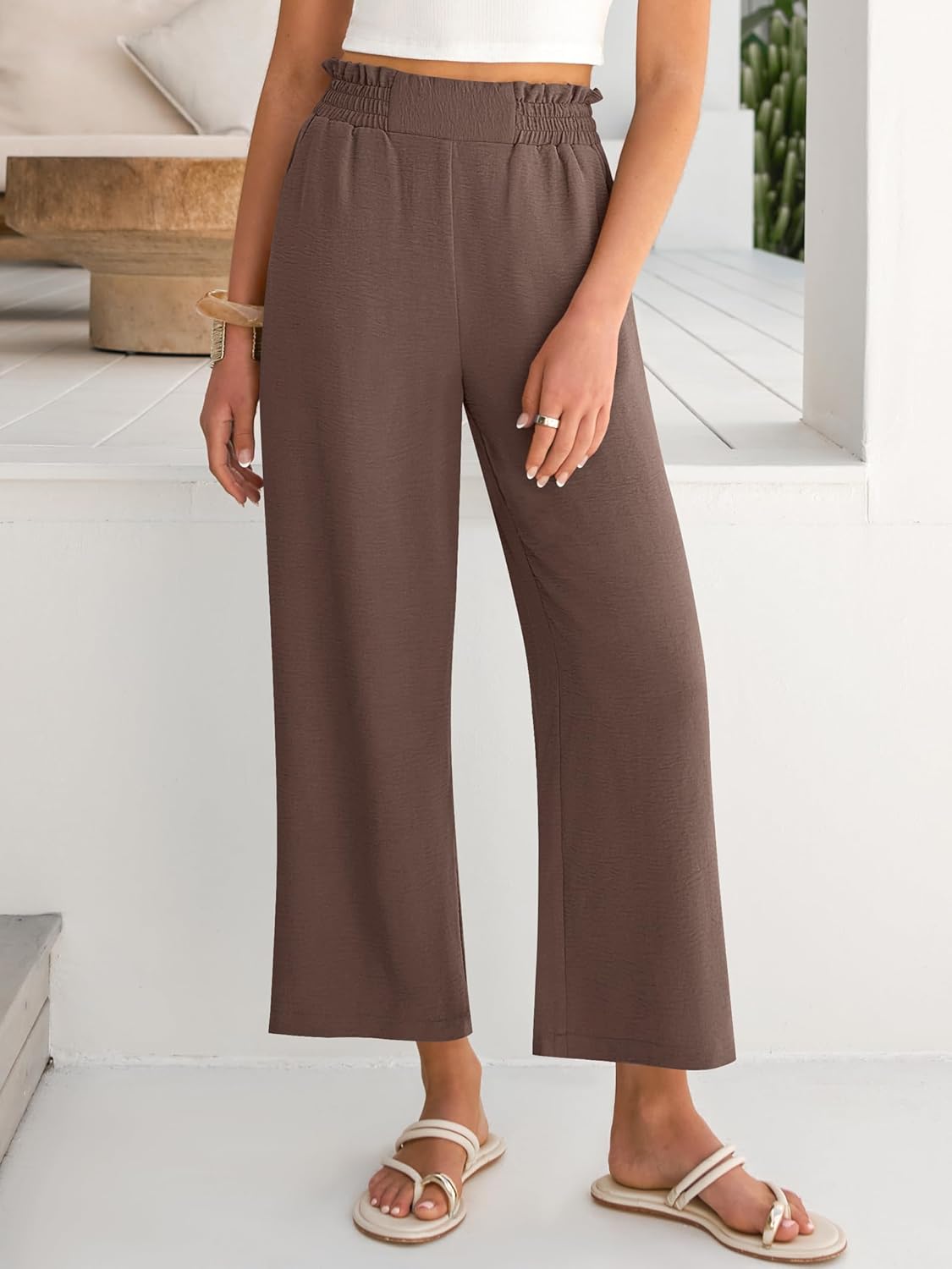 ANRABESS Womens Wide Leg Palazzo Pants Summer Beach High Waisted Cropped Flowy Pants 2026 Dressy Casual Trousers with Pockets - Image 7