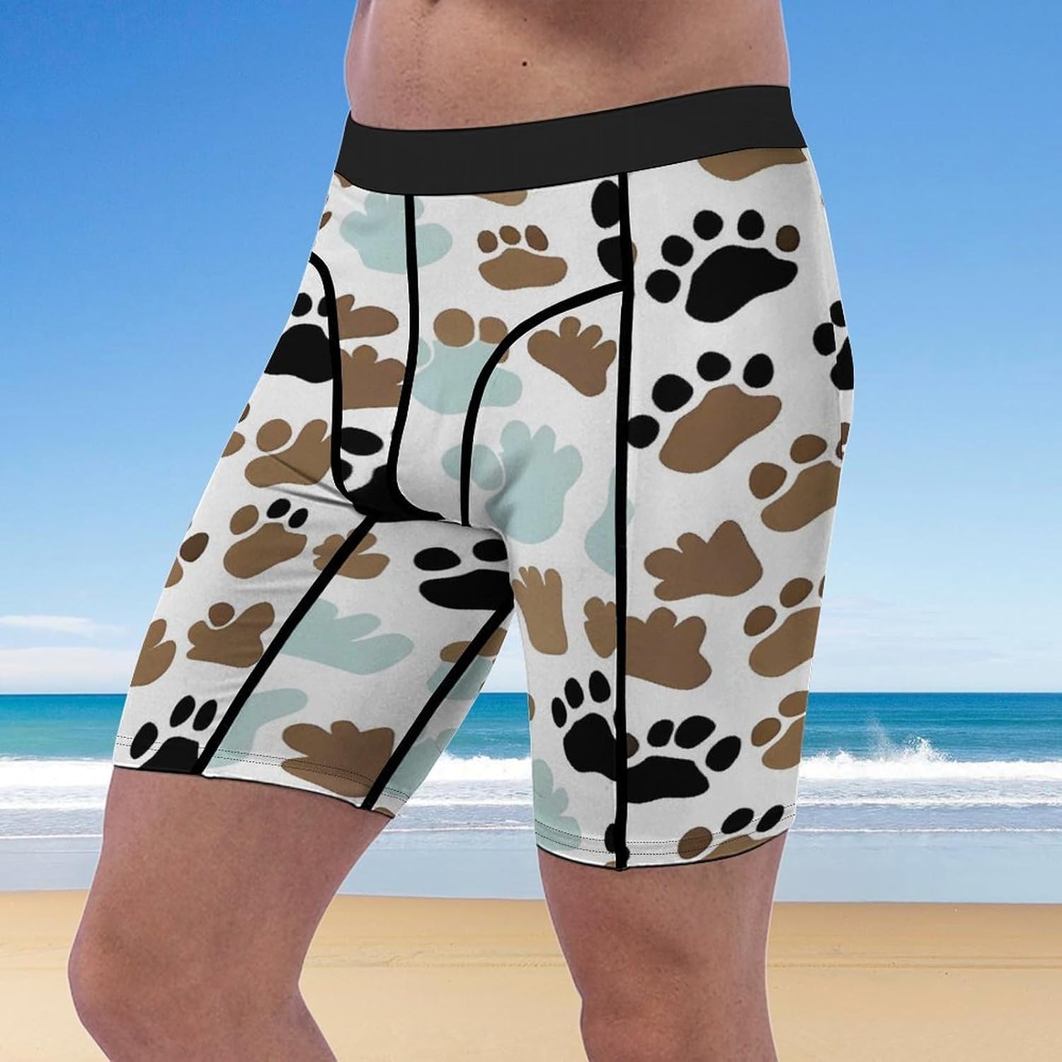 Dog Bones Paw Prints Compression Shorts Men Spandex Sport Shorts Workout Performance Baselayer Underwear