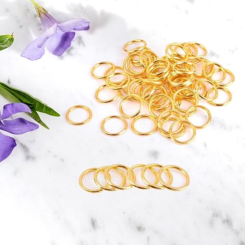 Miniatura 5 de Anillos de salto cerrados de calibre de color plateado para hacer collares, pulseras y joyas (0.236 in, 500 unidades, dorado)