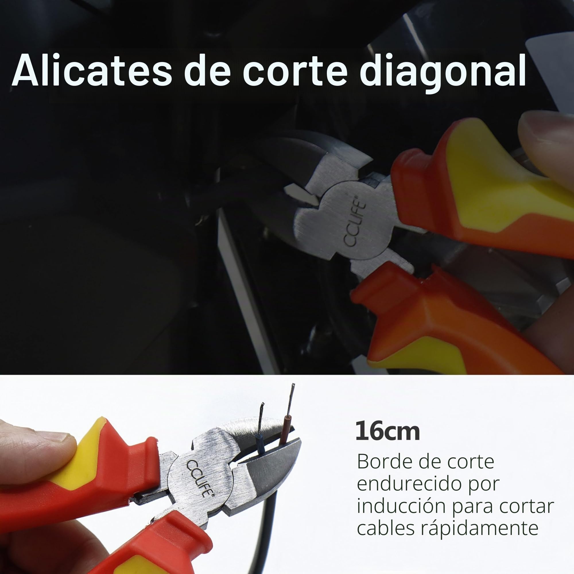 CCLIFE Juego de Alicates 4 Piezas,Set de herramientas con alicate universales-Tenaza Extensible de Pico loro-Alicates de Punta-Alicates de Corte Diagonal-Cromo Vanadio, Mango Softgrip