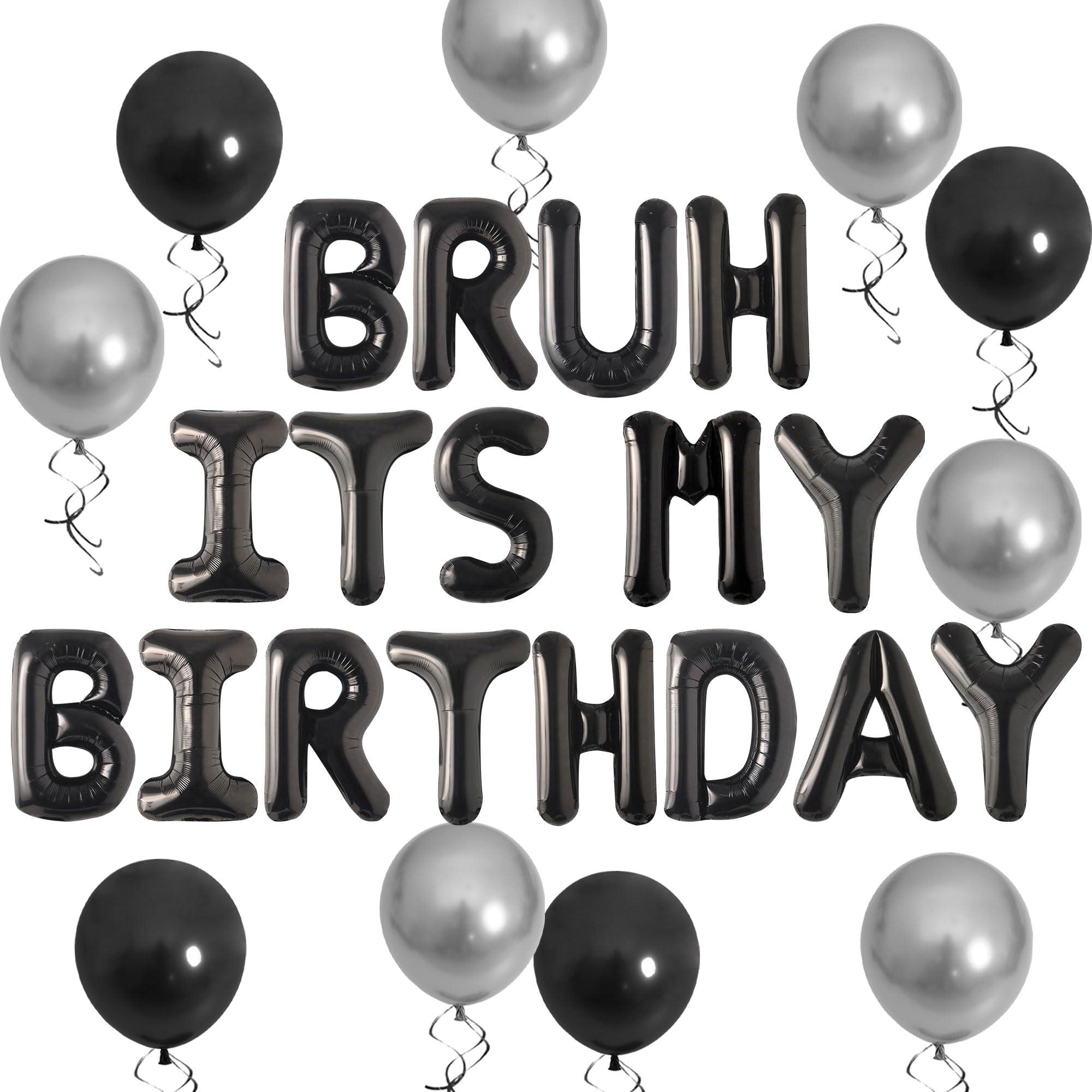 Bruh It’s My Birthday Decorations Banner Preteen and Teen Boy Birth Day Decor Black Balloons Bruh Birthday Party Supplies