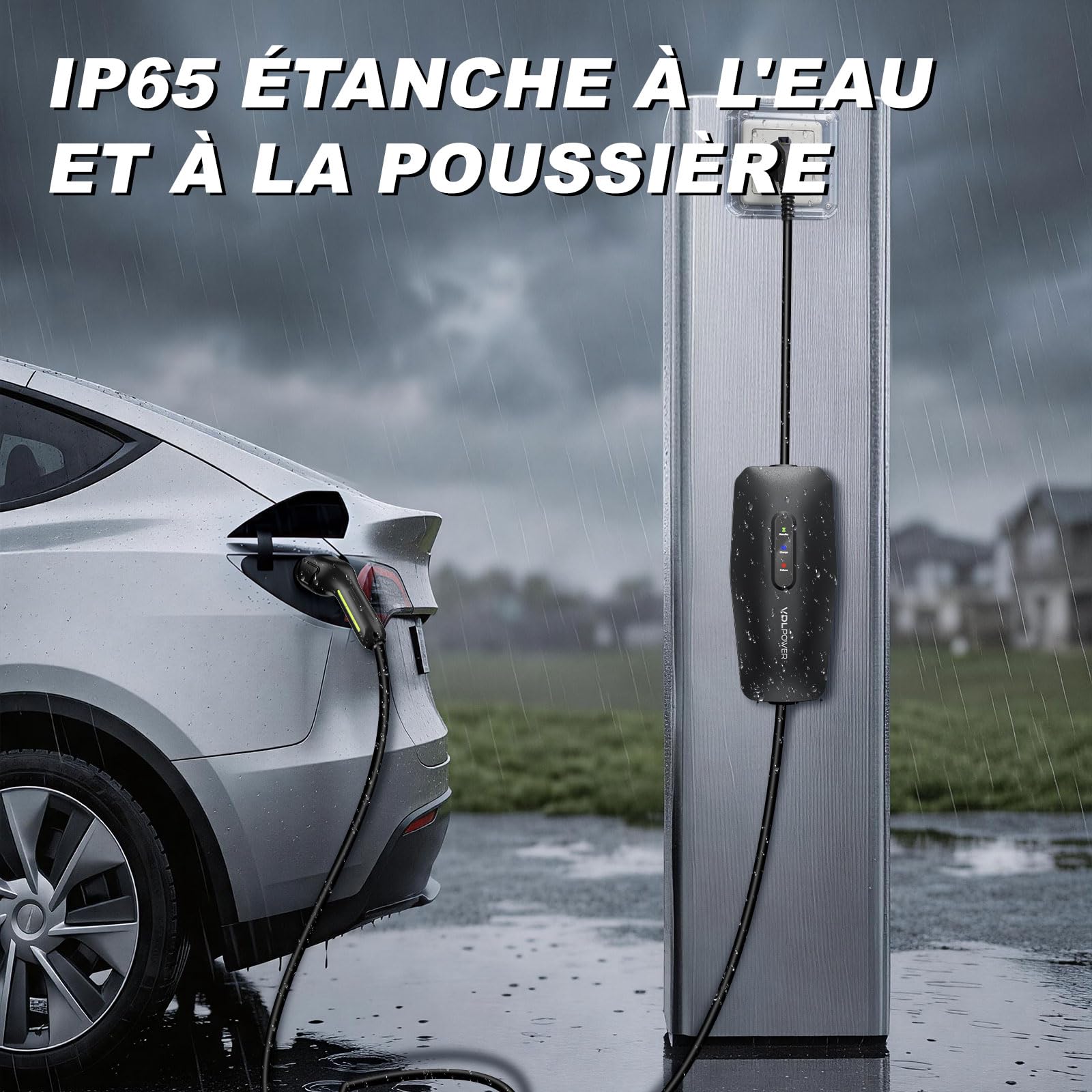 Chargeur Voiture Electrique,3.68KW/5M EV Chargeur Type 2, Cable Recharge Véhicule Electrique 16A avec EU Schuko Prise, Borne de Recharge Monophasé IP65, Compatible avec E-208, Model Y/3,ID.3, ID.4