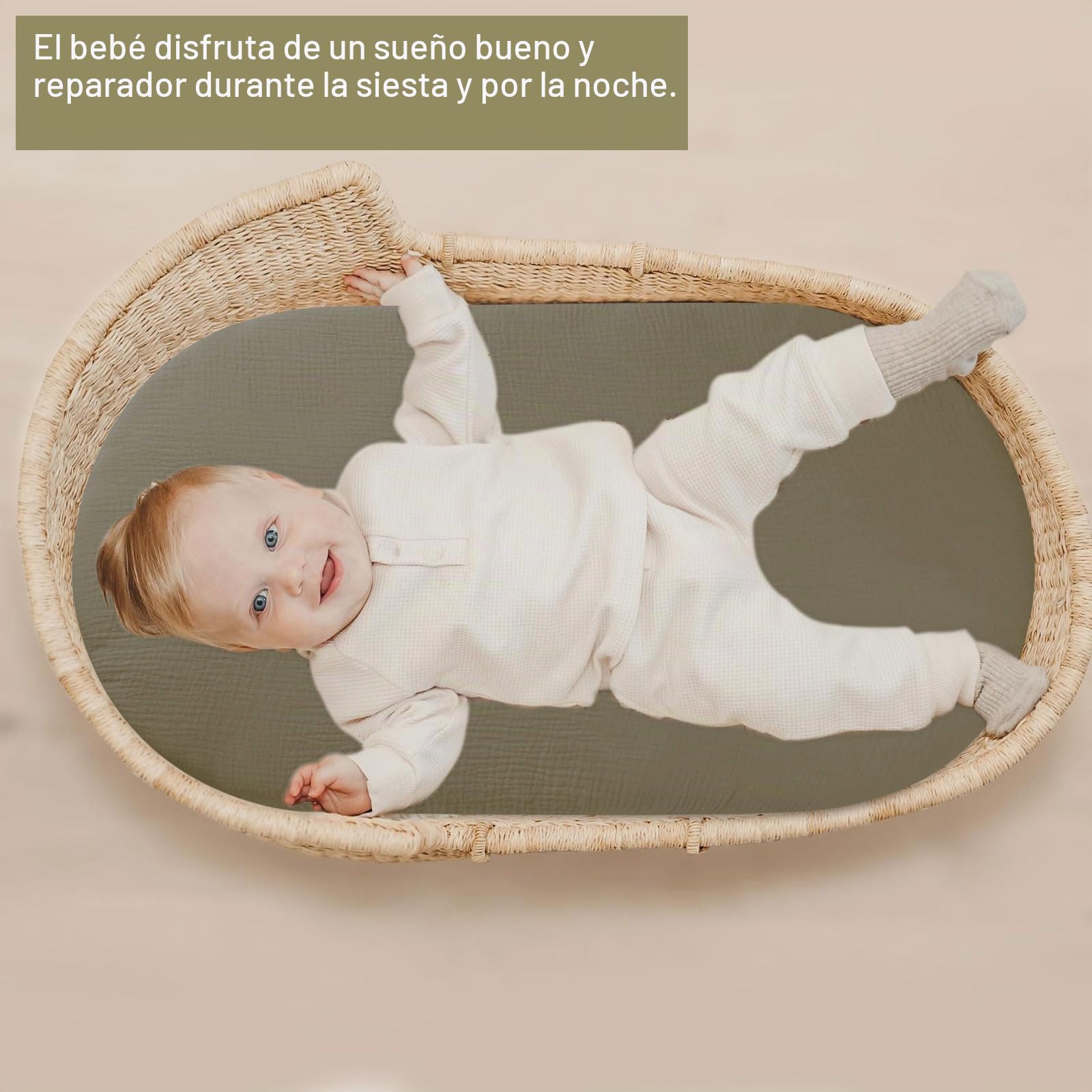 Sábana Bajera para Capazo y Cuna de Bebé 70X35cm - Funda y Cubre Colchón para Carrito