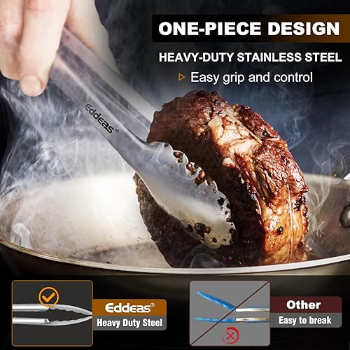 Miniatura 2 de Pinzas para cocinar  Pinzas de cocina de acero inoxidable de 600 grados resistentes al calor, pinzas de bloqueo de metal resistente, perfectas para