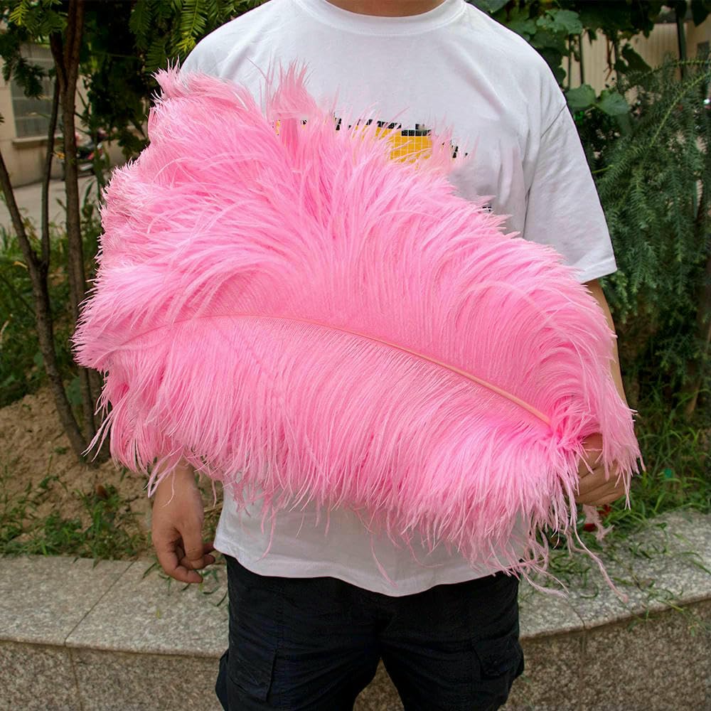 10 pezzi 25-50 cm piume di struzzo viola per artigianato, decorazioni di carnevale, centrotavola, vasi, accessori artigianali - rosa - 45-50 cm