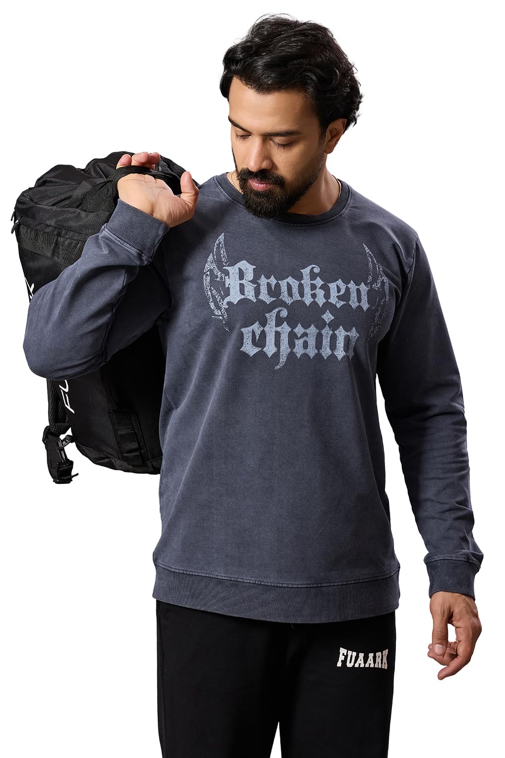 fuaark Mens Shadow Washed Regular Fit Cotton Sweatshirt-picture-31