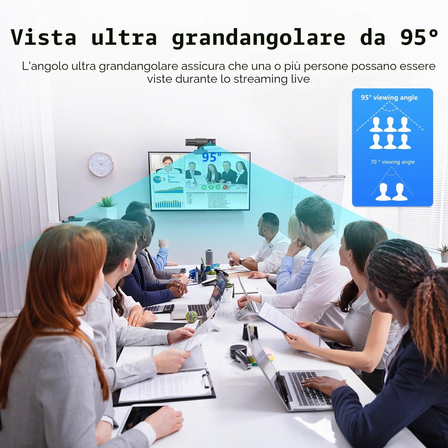 TOALLIN Webcam streaming 2K per PC, telecamera streaming PTZ con tracciamento AI, controllo gestuale, doppi microfoni con cancellazione del rumore integrati, webcam USB per conferenze, videochiamate