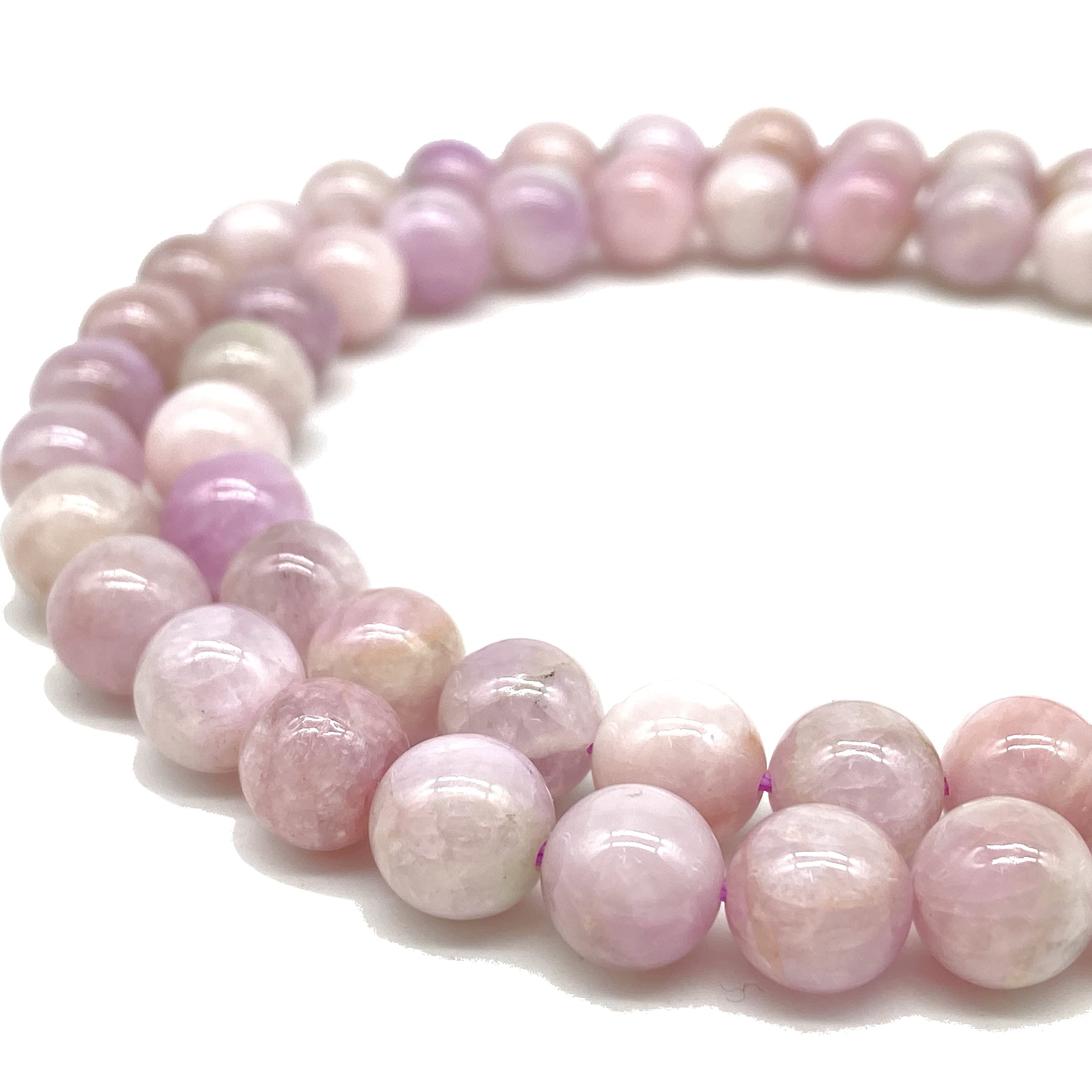 ABC GEMS USAABCGEMS Minas-Gerais Flower Kunzite Beads (AKA Lavender Kunzite- Mohs Hardness 7) Healing Chakra Energy Crystal Stone Ideal for Bracelet Necklace Ring DIY Jewelry Making Craft Smooth Round Tiny 6mm