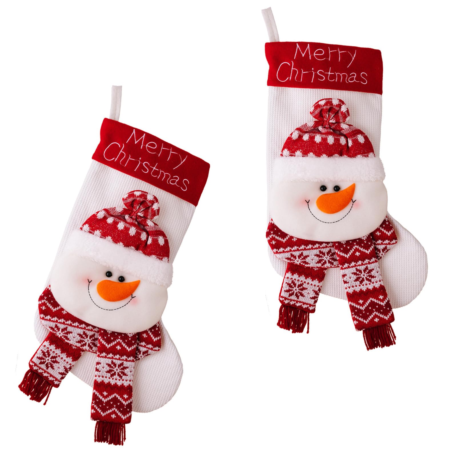 Tsophreniq Of 2 Christmas Stockings Knitted Present Bags Hanging Ornament Festives Holiday Decoration for Fireplaces and Tree Festives Decorations