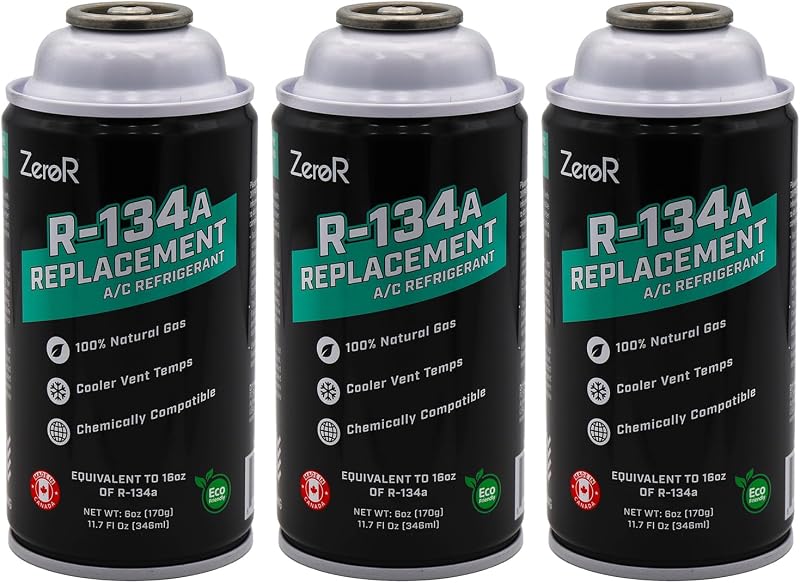 Gás refrigerante automotivo ZeroR para ar-condicionado R134a – 3 latas de 177 mL