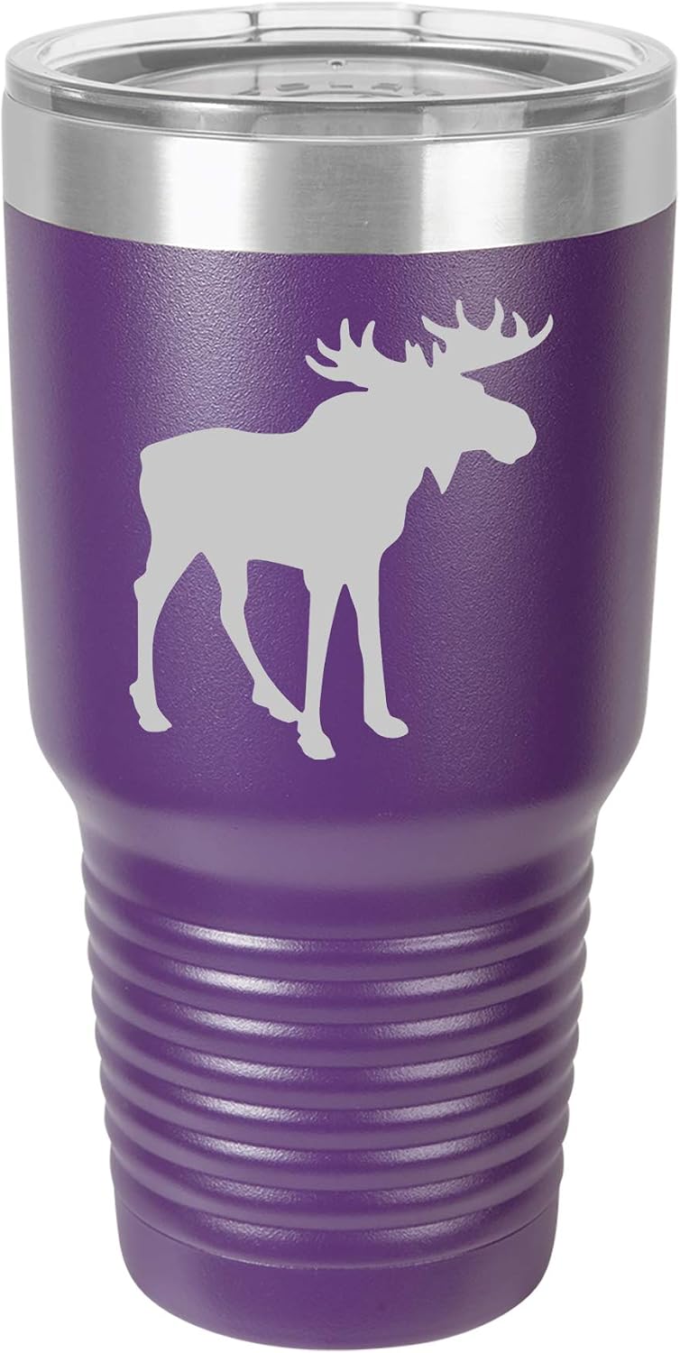 Tumbler Stainless Steel Vacuum Insulated Travel Mug Moose (Red, 30 oz)