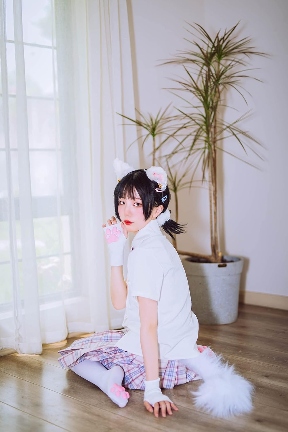 Cute Cat Paw Mittens Gloves, Kawaii Cat Cosplay Kawaii Soft 3D Toes Beans Fingerless Cat Claw Paws Pad Sleeve - Image 5