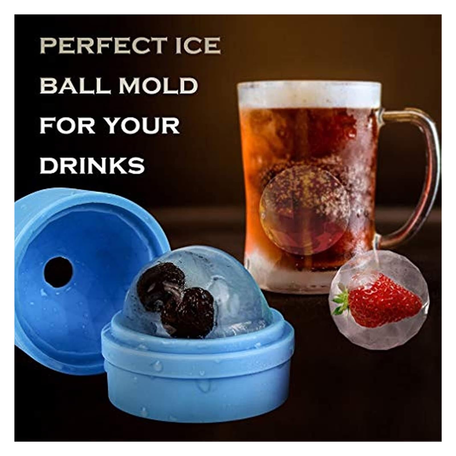 Vassoio per cubetti di Ghiaccio Vassoio in Silicone da 2 Pezzi Vassoi per Ghiaccio a Forma di Sfera diamantata Vassoio per Alimenti Stampo Rotondo per Cocktail di Whisky (Color : Blue Green 2pack)