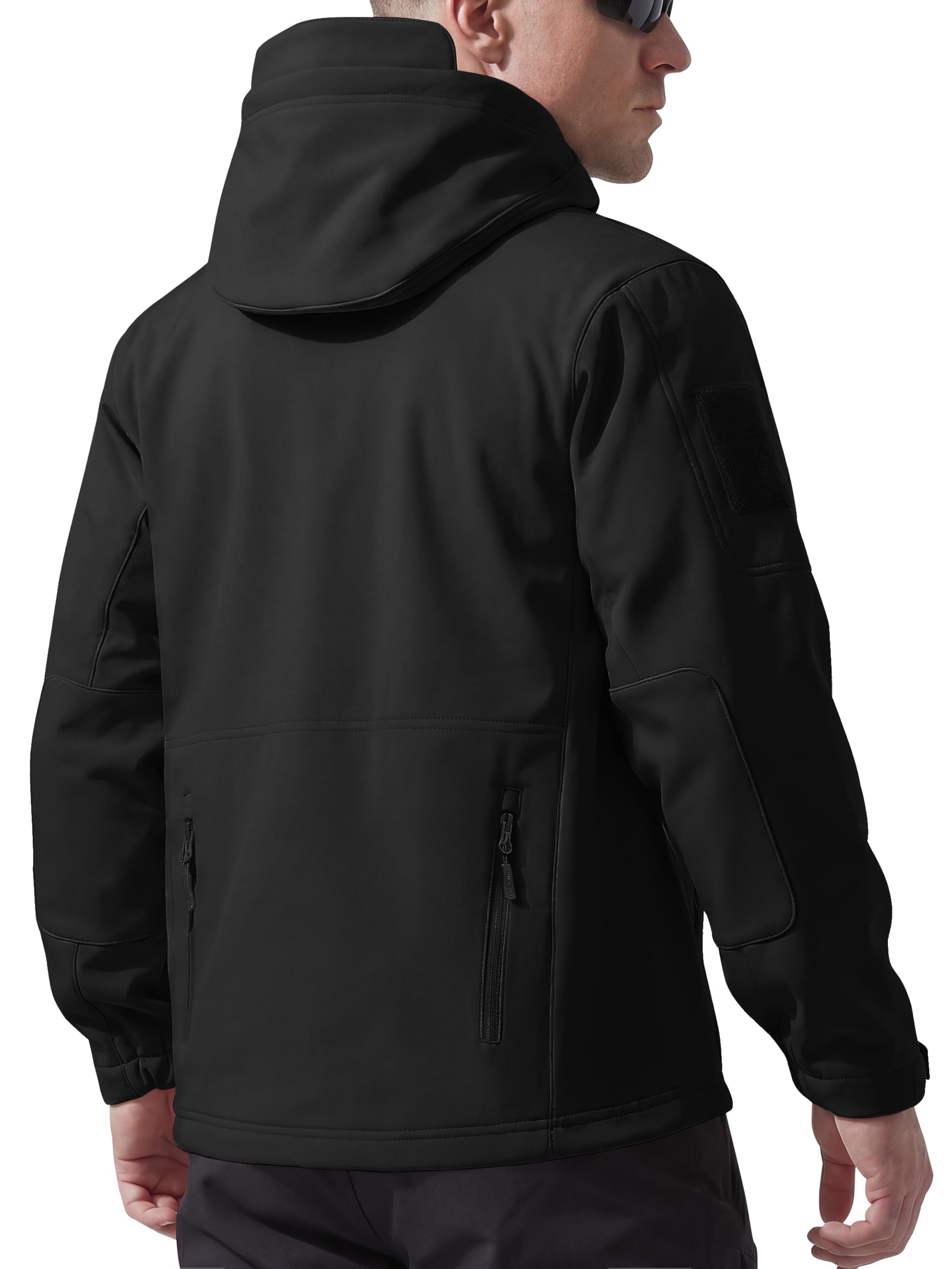 FREE SOLDIER Herren Winterjacke Military Softshell Jacken Outdoor Fleecefutter Winddichte Wasserdichte Jacke mit Kapuze Warme Taktische Jacken mit Mehreren Taschen für Jagdausflüge