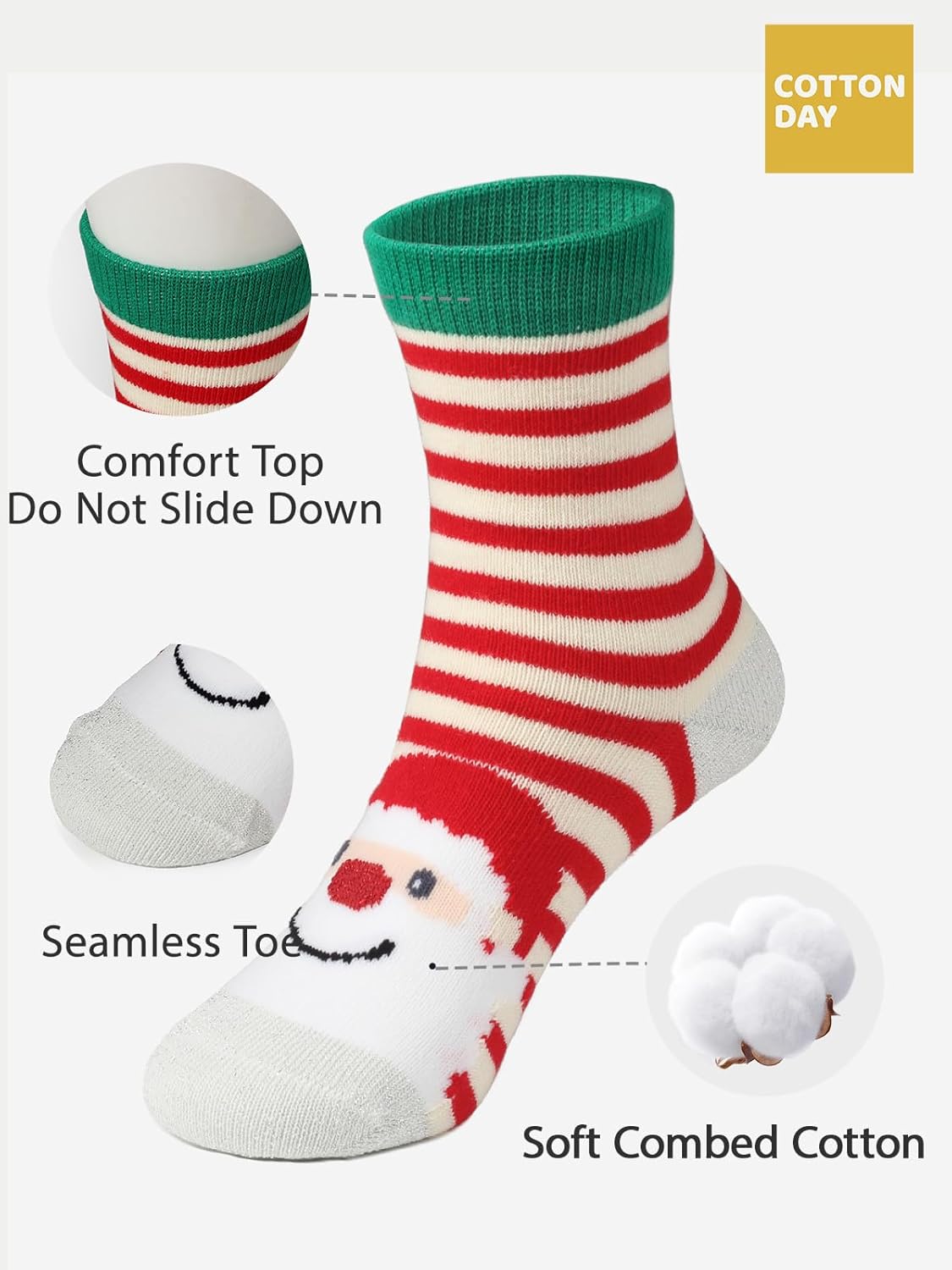 COTTON DAY 7 Days of the Week Gift Box Kids Girls Fashion Short Socks Cute Animal, Floral, Stars, Stripes & Polka Dots Design - Image 3