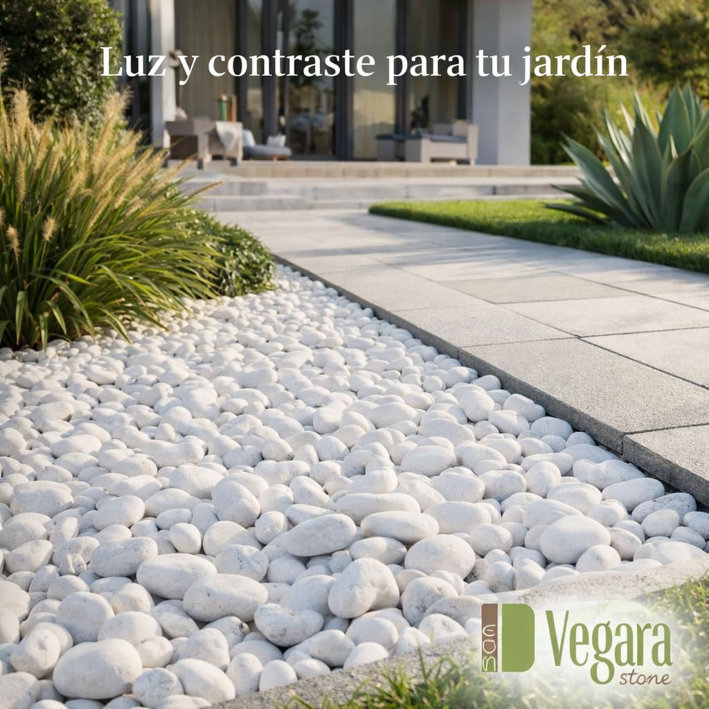 Piedra Jardín Decoración Canto Rodado Blanco Puro 4-6 cm (25)