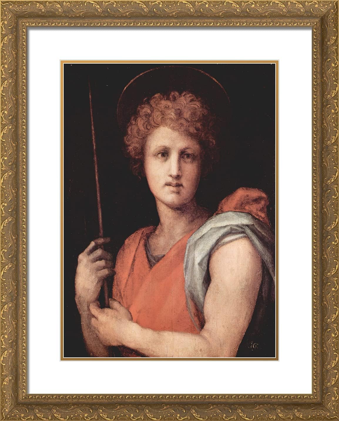 ArtDirect Pontormo, Jacopo 20x24 Gold Ornate Framed Art Print with Double Matting Titled: St. Sebastian
