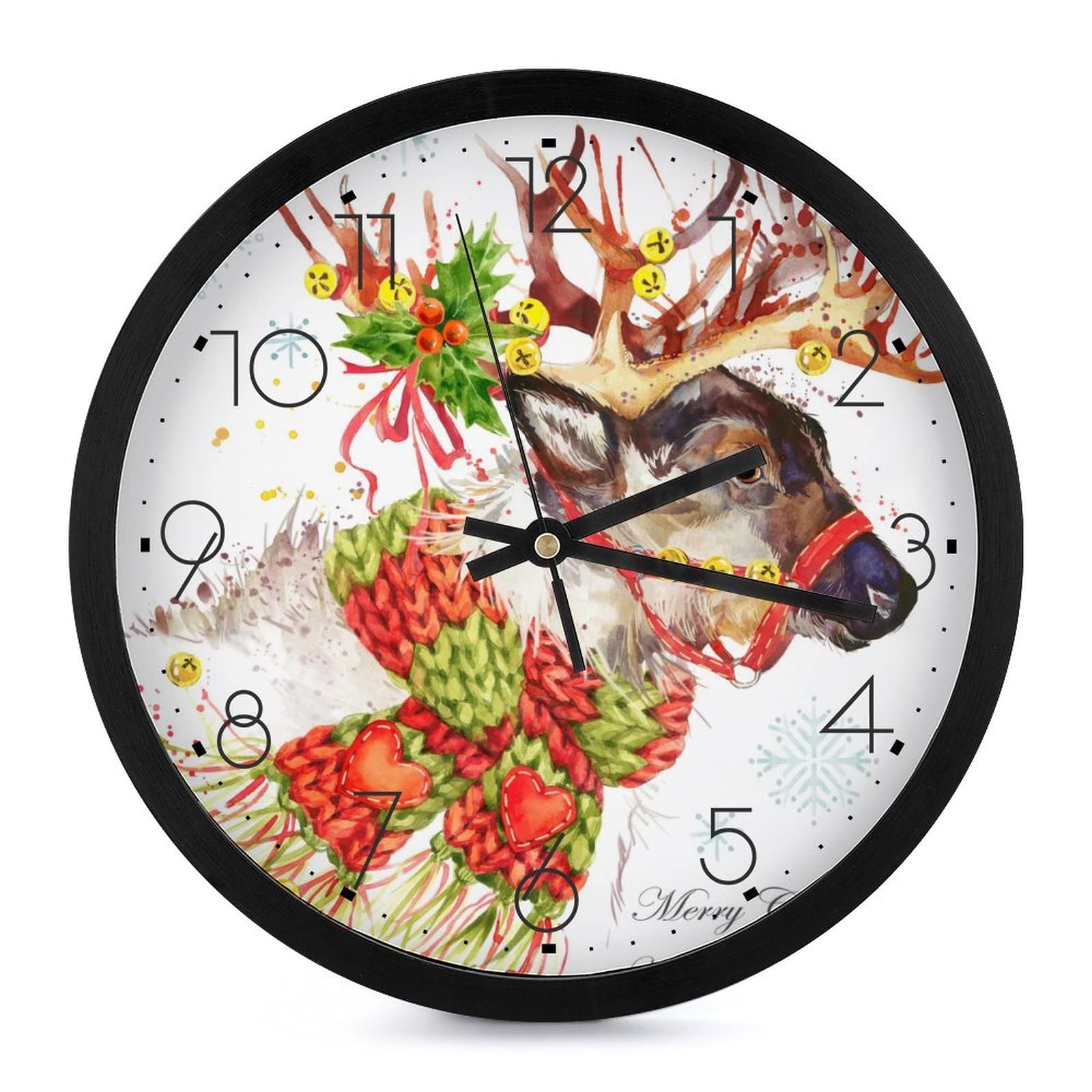 Horloge élan de noël ronde de 25.4cm idéale pour une ambiance chaleureuse au salon