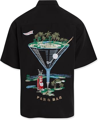 Bamboo Cay Mens Short Sleeve Par and Bar Casual Embroidered Woven Shirt