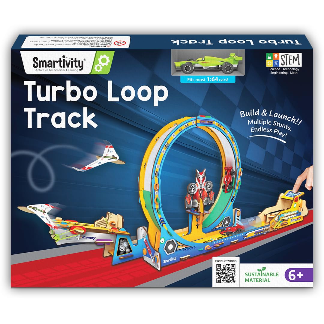 Smartivity Turbo Loop Track DIY STEM Toy for Kids Age 6+, High Speed Car Track with Loop, Plane Launcher & Glider, Toy Car for Kids, Toys for Boys & Girls 7-14 Years-picture-26