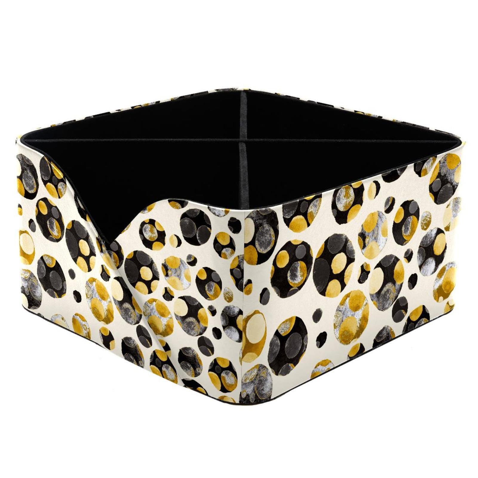 KengjuTesu Polka Dot Circle Pattern Desktop Organizer Pen Holder, Rectangular Pencil Cup for Office, Study and Makeup Stations