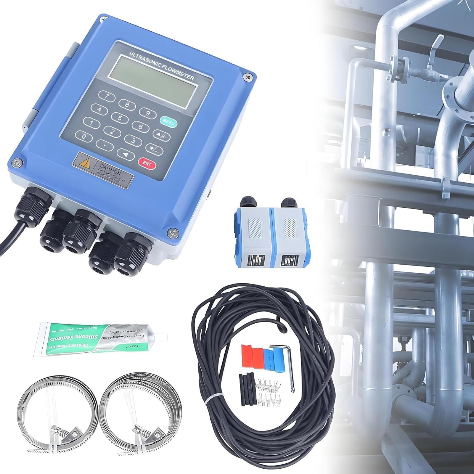 LYJIANGXIN Ultrasonic Flow Meter, Tuf-2000b Liquid Water Flow Control Meter, Flowmeter Counter With Tm-1 & Ts-2 & Tl-1 Ultrasonic Sensor For Pipe Size Dn15~Dn6000mm