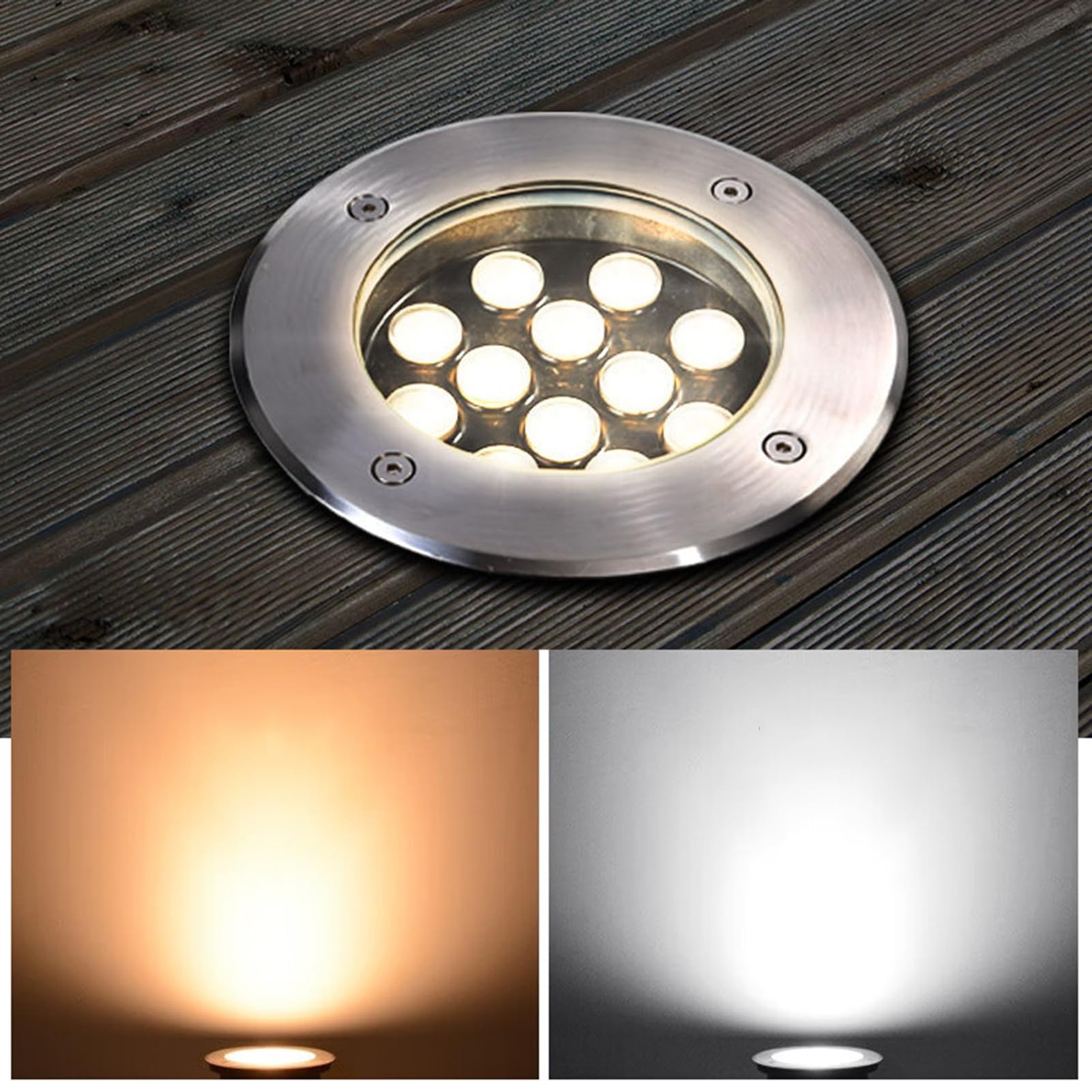 Zewnętrzna lampa LED do zabudowy podłogowej, wodoodporna IP66, do ogrodu, na podwórko, podjazd, ścieżkę i taras, okrągła lampa 9 W, AC85-110 V