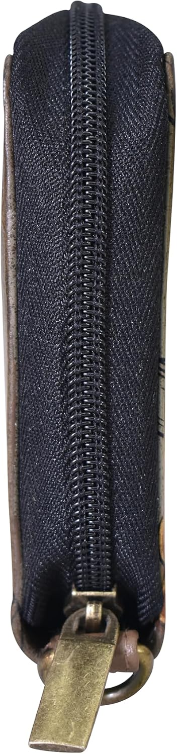 Anna by Anuschka Women's Hand Painted Leather Zip-Around Clutch, Summer Garden Denim, One Size
