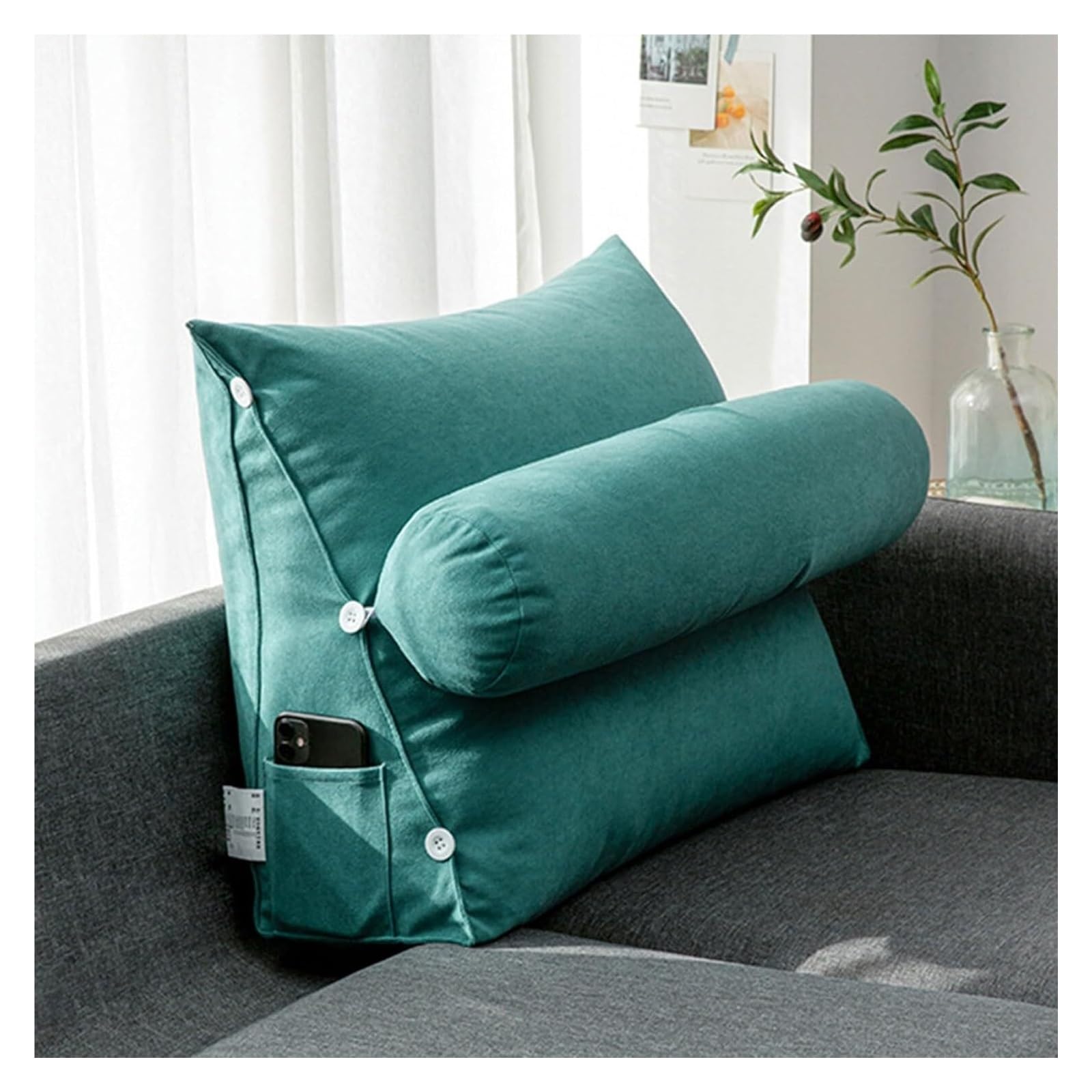 nviusdSJ Reading cushions, With Shredded Memory Foam Lumbar Support Cushion Bed Rest Large Adult Backrest Lounge,Back Rests For Sitting Up In Relaxing(Lake Blue,45 x 45 x 20 cm)