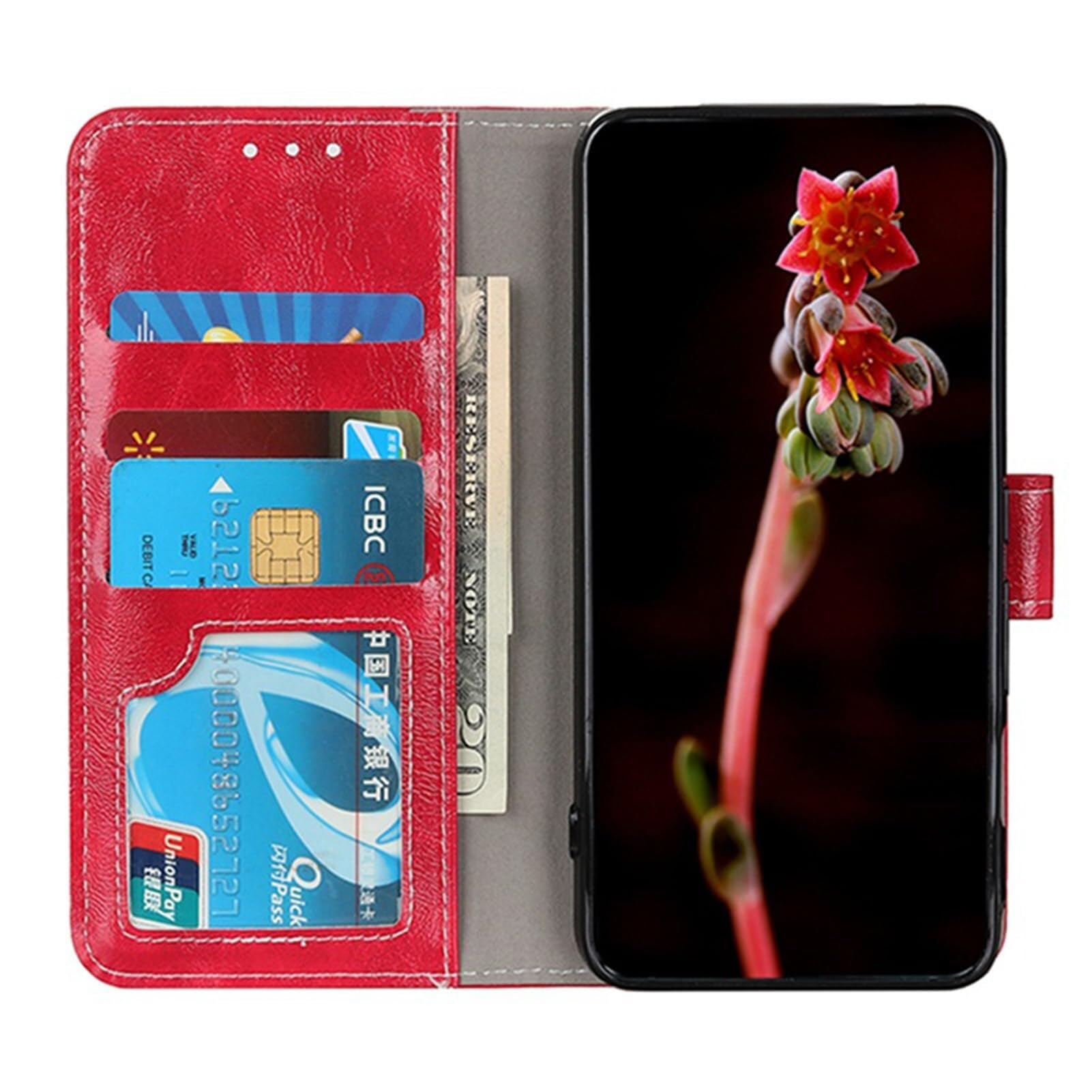 Custodia Flip per Samsung Galaxy S24 Ultra/S24 Plus/S24, Cover in Pelle con Stampa Crazy Horse Protezione con Chiusura Magnetica Custodia Sottile (Color : Black, Size : S24)