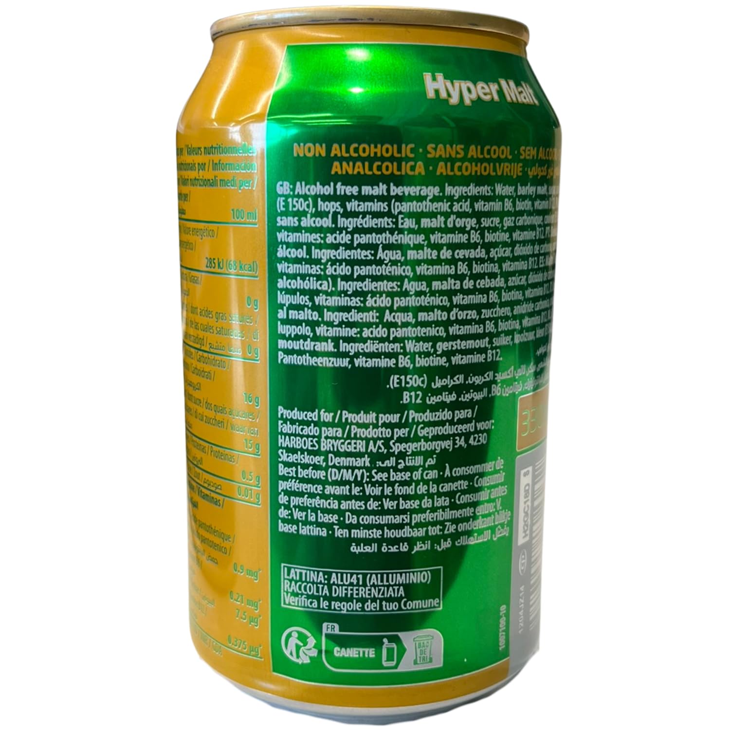HYPER MALT - Boisson au malt en canette - Lot de 24 (330 ml)