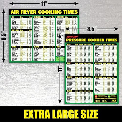 Miniatura 5 de Freidora de aire Tiempos de cocción y olla instantánea - Extra grande fácil de leer 11 x 8.5 pulgadas Guías de referencia para freír al aire y
