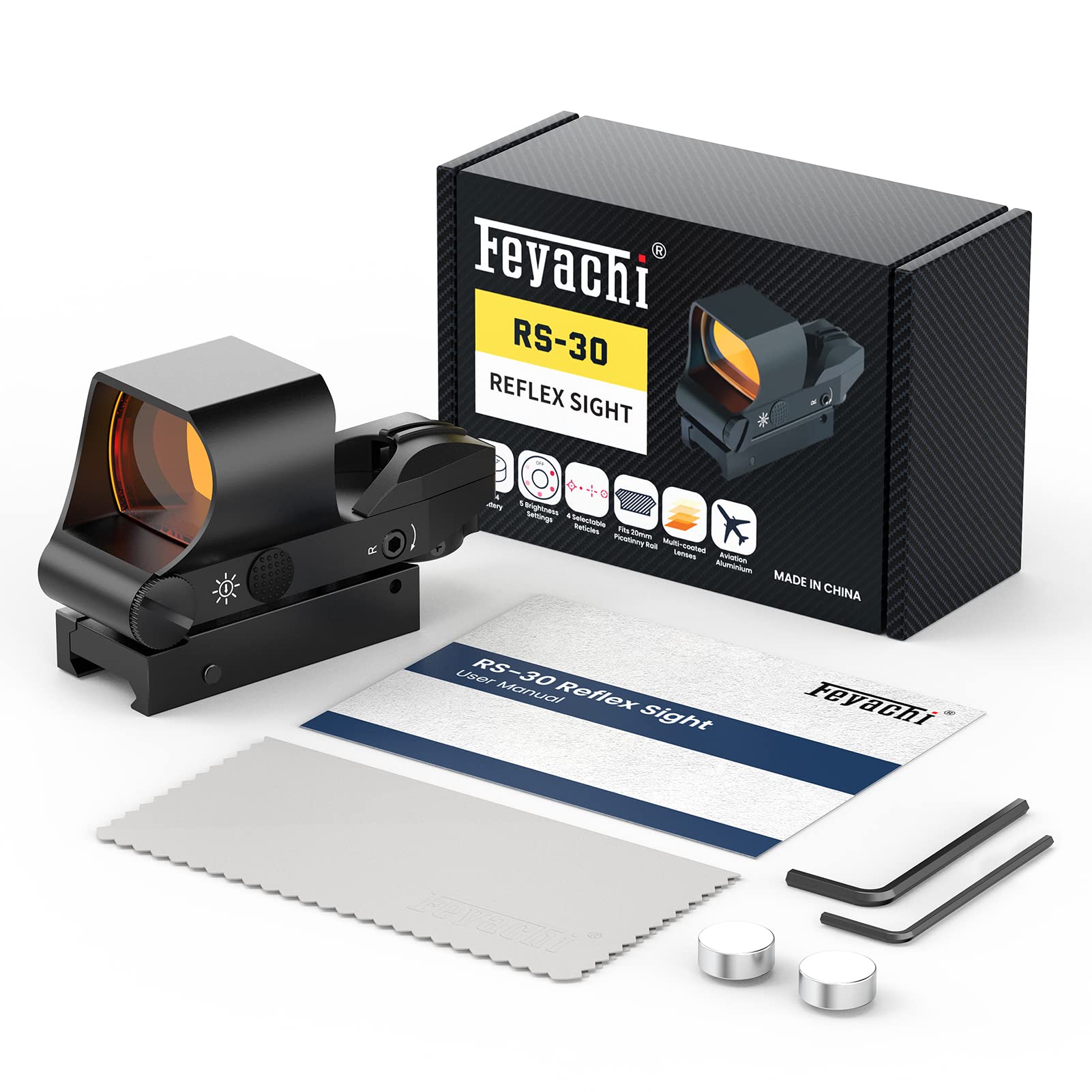 Feyachi RS-30 Viseur Point Rouge Vert HD avec Luminosité Réglables Tactique Viser Airsoft Visee Holographique avec Picatinny 20 mm/22 mm