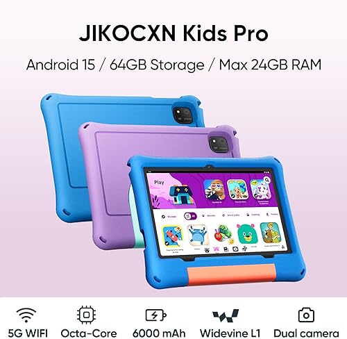 Miniatura 2 de JIKOCXN Tableta para niños, tableta Android para niños de 10 pulgadas Octa-Core con funda, 24 GB de RAM 64 GB ROM 1 TB TF tarjeta expandible para