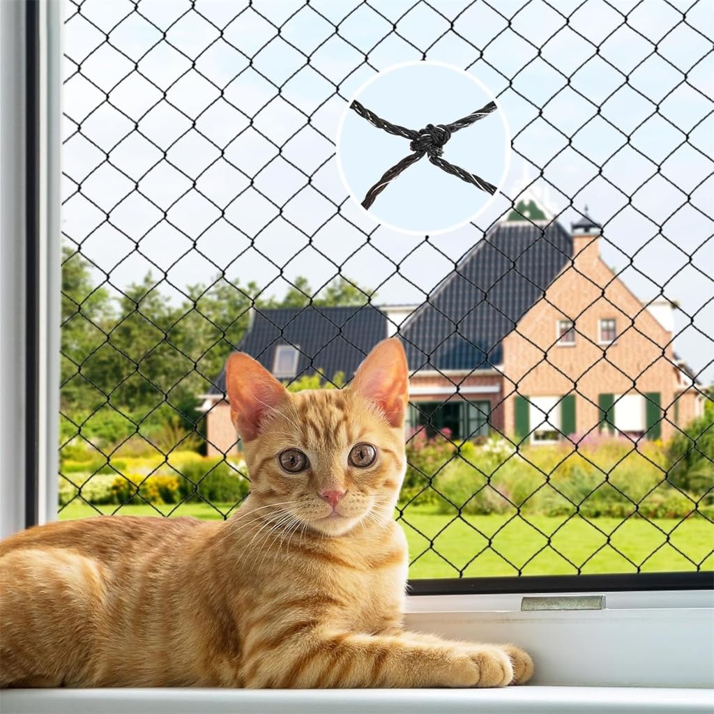 Balkonschutz, Stahldraht, verstärktes Katzennetz für Balkon und Fenster, verstärktes Netzzaun für Haustiere