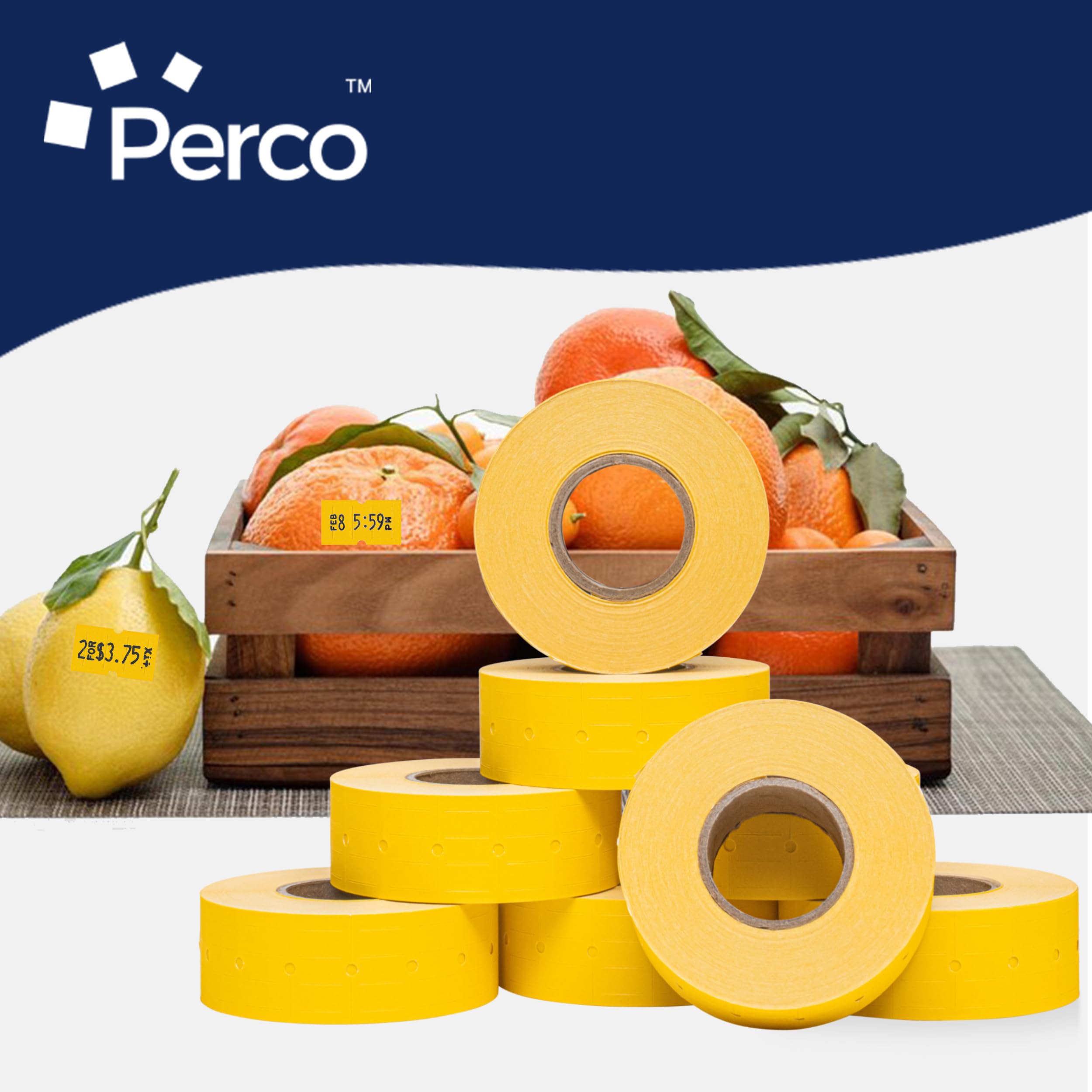 Perco Etichette gialle fluorescenti a 1 linea, 1 manica, 8.000 etichette vuote per pistole Perco 1 prezzo e data