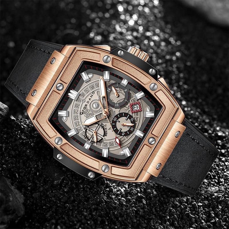 Giordano Designer Multifunction Watch for Men with Square Dial and Leather Band – Elegant Casual & Formal Style - Image 6