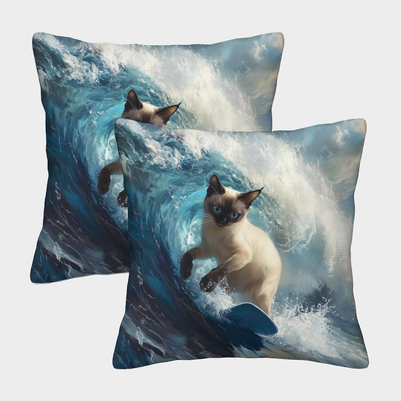 Felasbuid Style Ragdoll Cat Pillow Cases 2 Pack Cozy Pillowcases Animal Cushion Covers With Zipper Decorative For Couch Livingroom 40X40cm