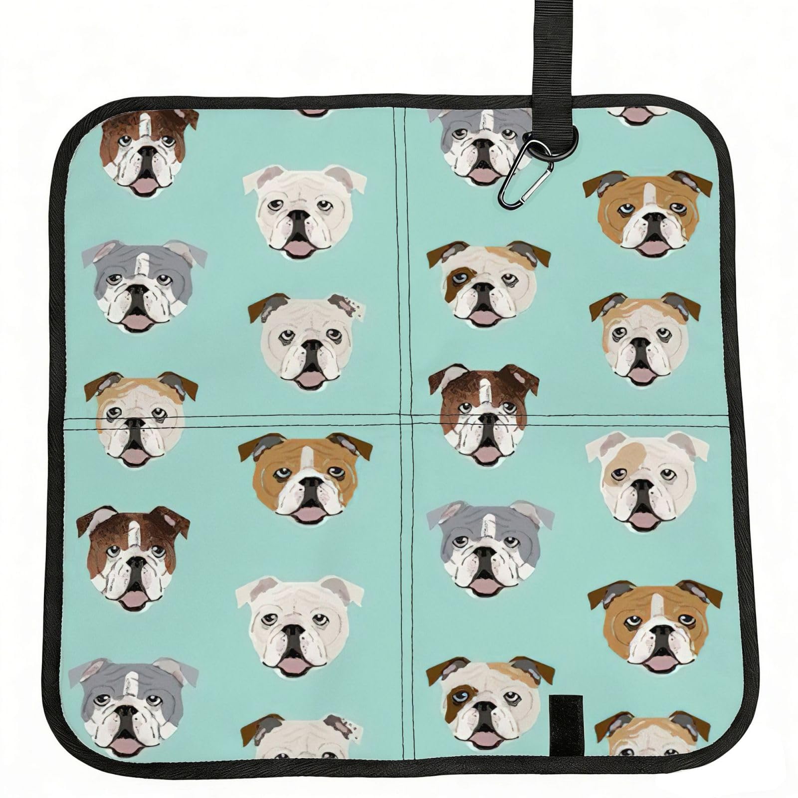 eeprty Funny English Bulldog Printed Portable Seat Cushion Strap, Foldable Pad for Stadium Bleachers Hiking Travel