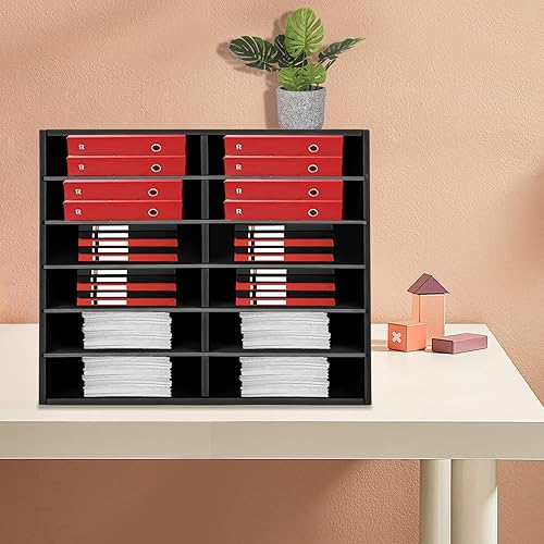Miniatura 2 de Mail Sorter Organizer, 12 Compartments Mailbox for Classroom, Desktop File Organizer with Adjustable Shelves, for Office Home Classroom, Black