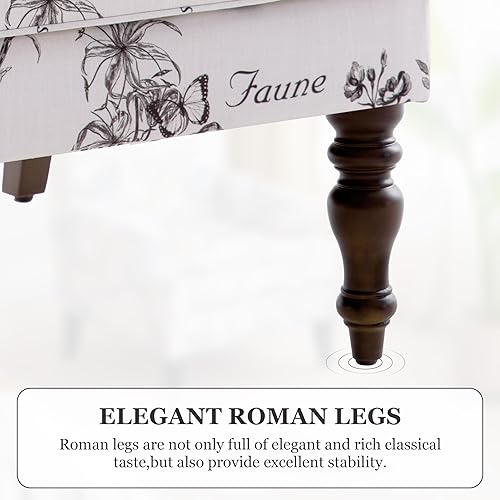 Miniatura 8 de HUIMO Living Room Chair Upholstered High Back Armchair Retro Printed Wingback Chair in Linen for Bedroom & Study Comfy Accent Sofa Chair Reading