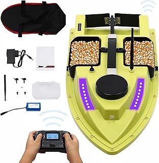 Angelköder Boot 500M RC GPS-Fernbedienung, 4 Köderboxen, Nachtfischköder mit Suchscheinwerfer & 3300mAh Batterie für Meere (Grün)